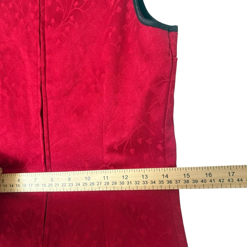 Vintage Red Qipao Mandarin Collar Mini Dress Frog Closures Sz Medium Made In USA - Picture 8 of 15